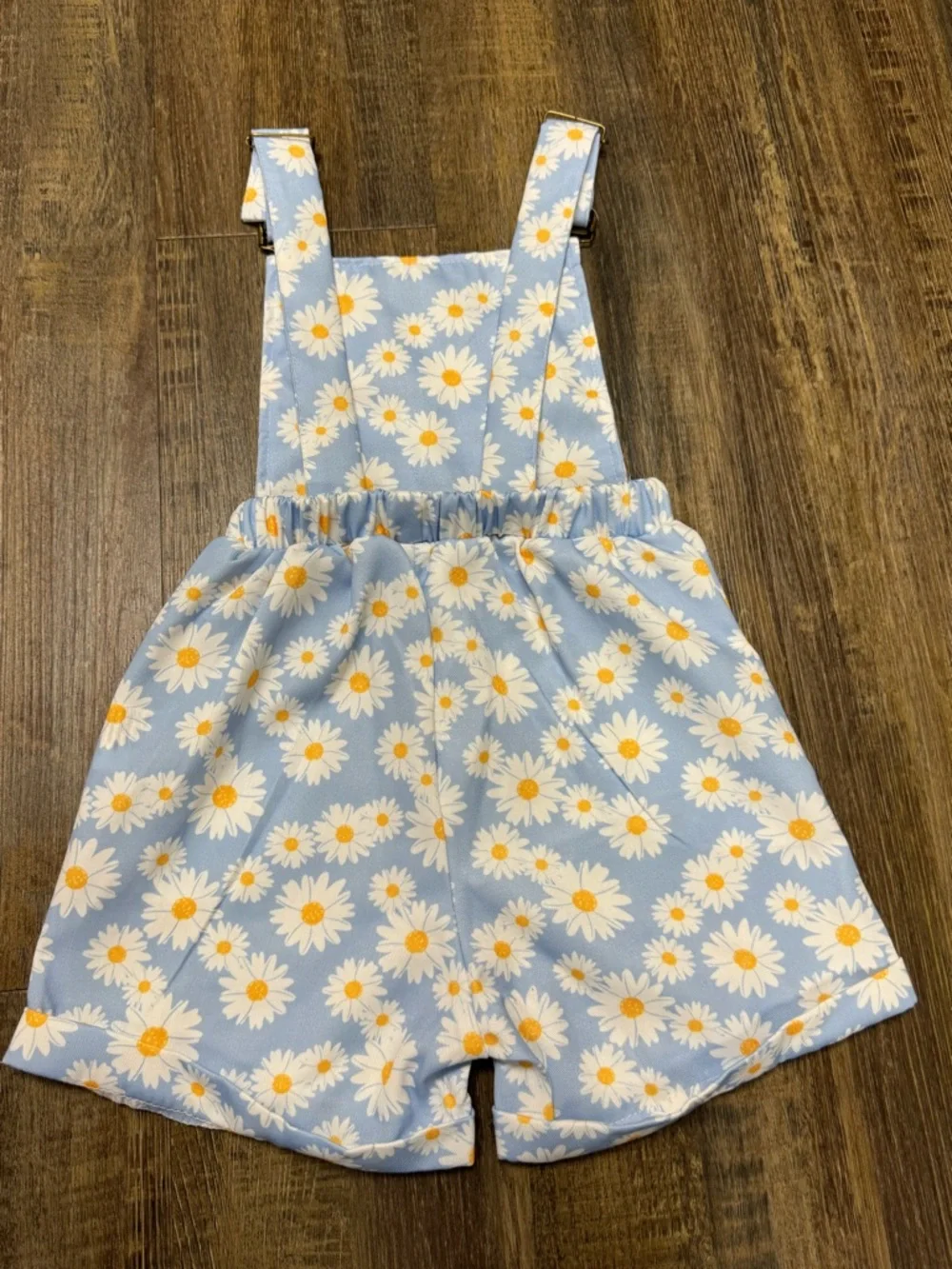 Blue Daisy‎ Print Kids Overalls Shorts - Floral Suspender Romper 2-3 Year Old
